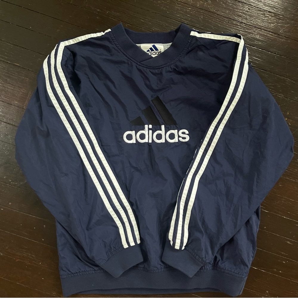 Vintage Adidas Blue and White Crewneck Sweater with Classic Design